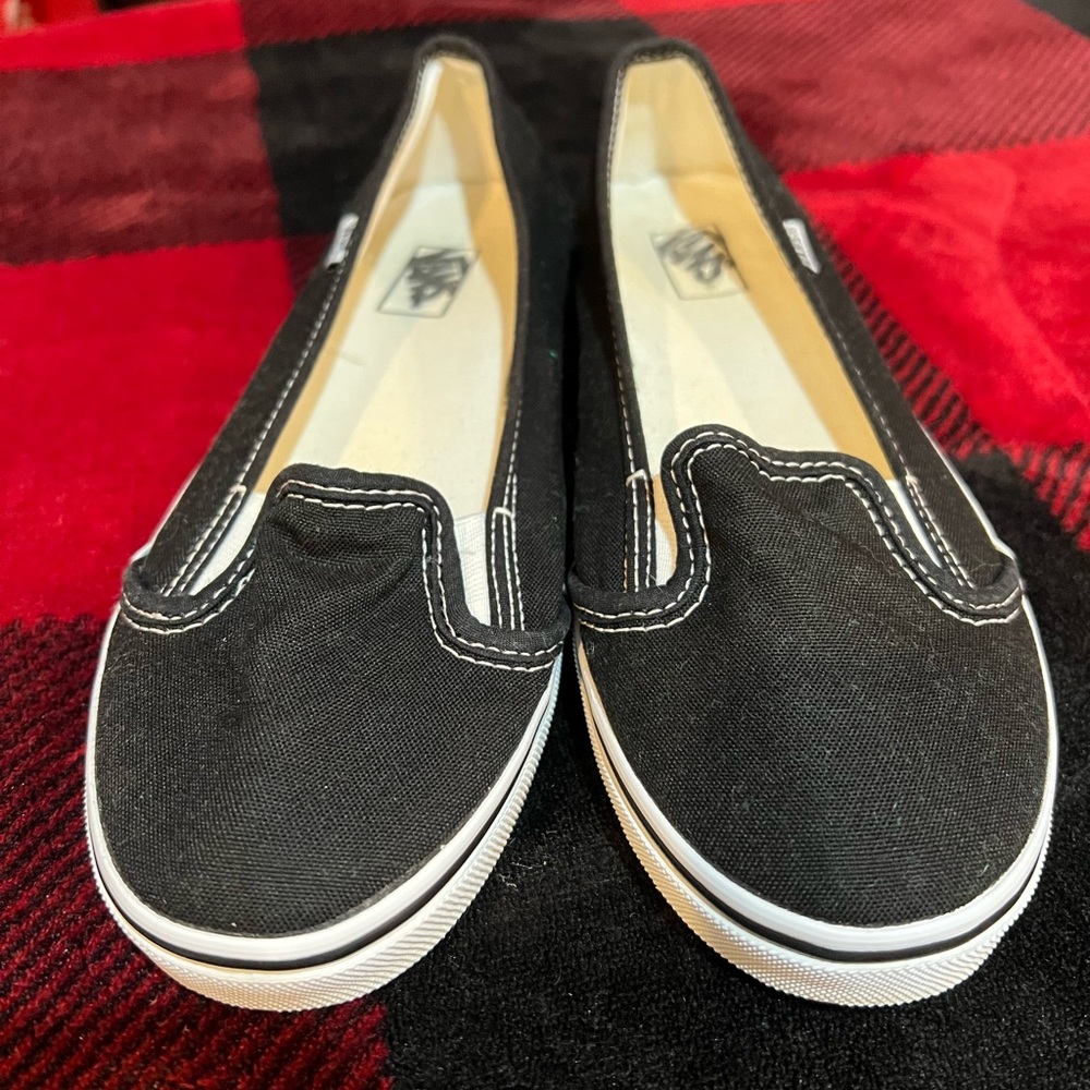 Vans Black Canvas Slip-On Loafers